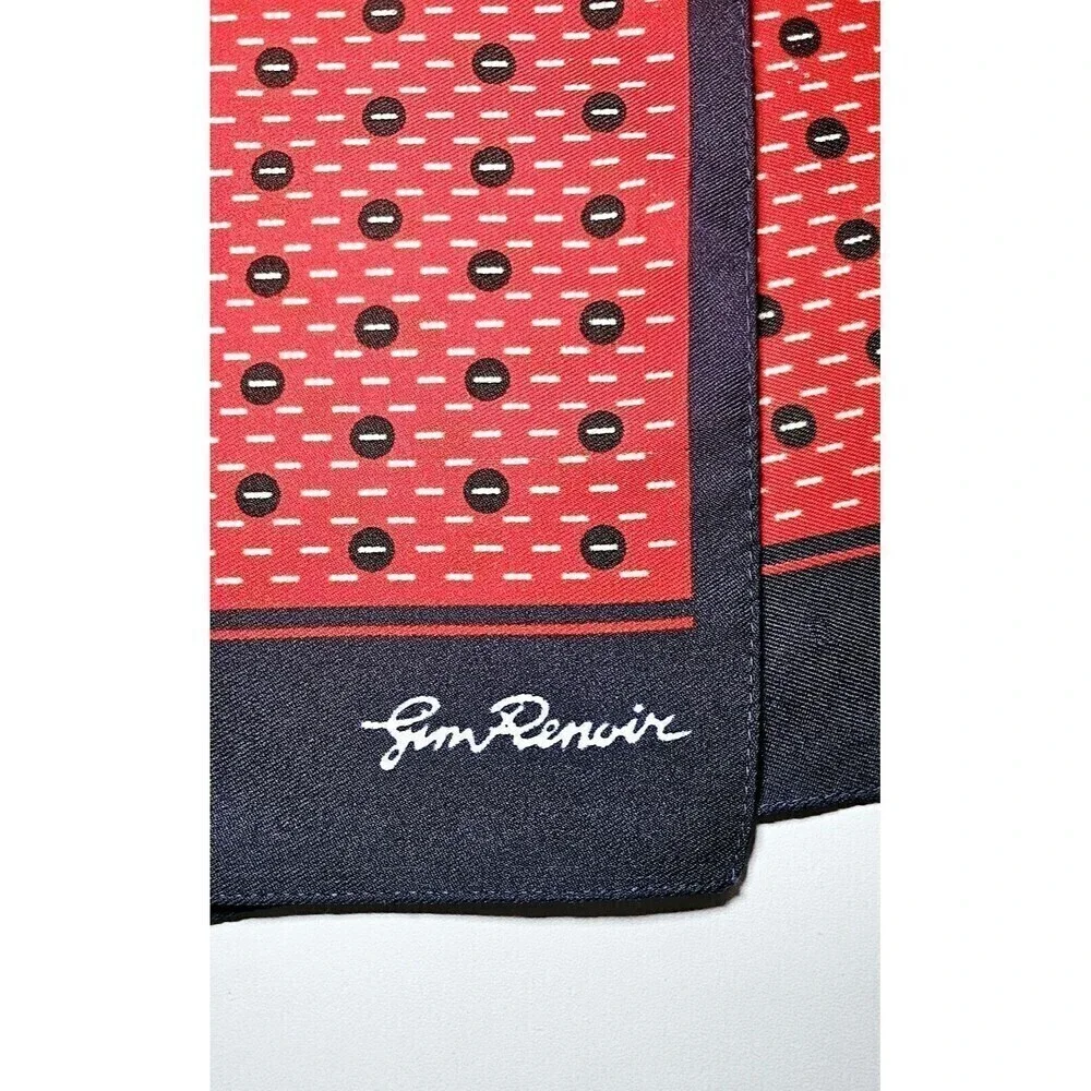 JIM RENOIR Vintage Red Blue Rectangular Scarf 10 x 51 In